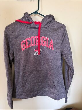 University of Georgia UGA Arch Logo Hoodie Sweatshirt - Red Accent